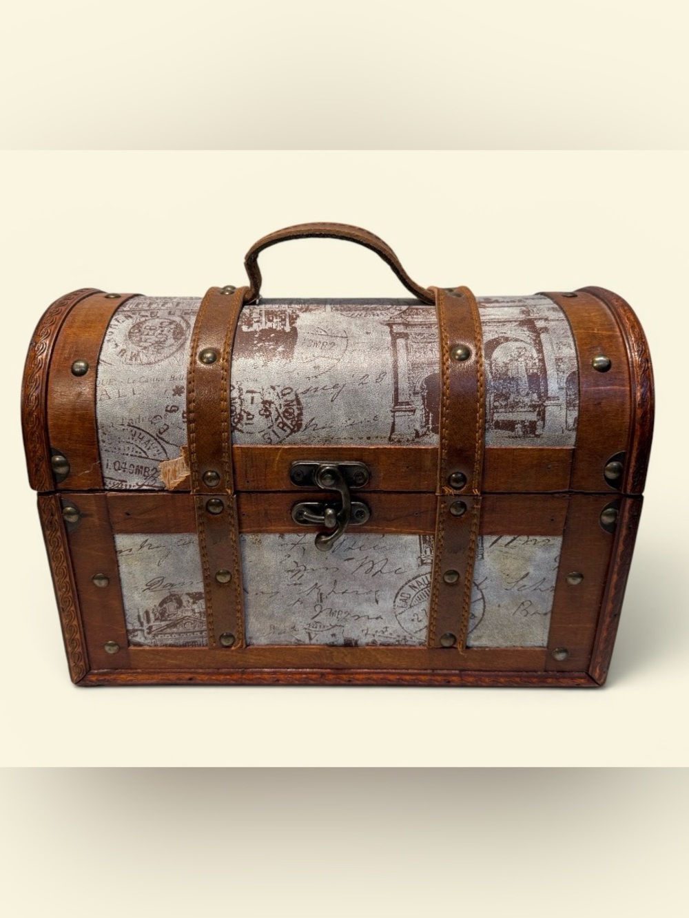 Vintage-Style Small Wood Chest Trunk Storage Box